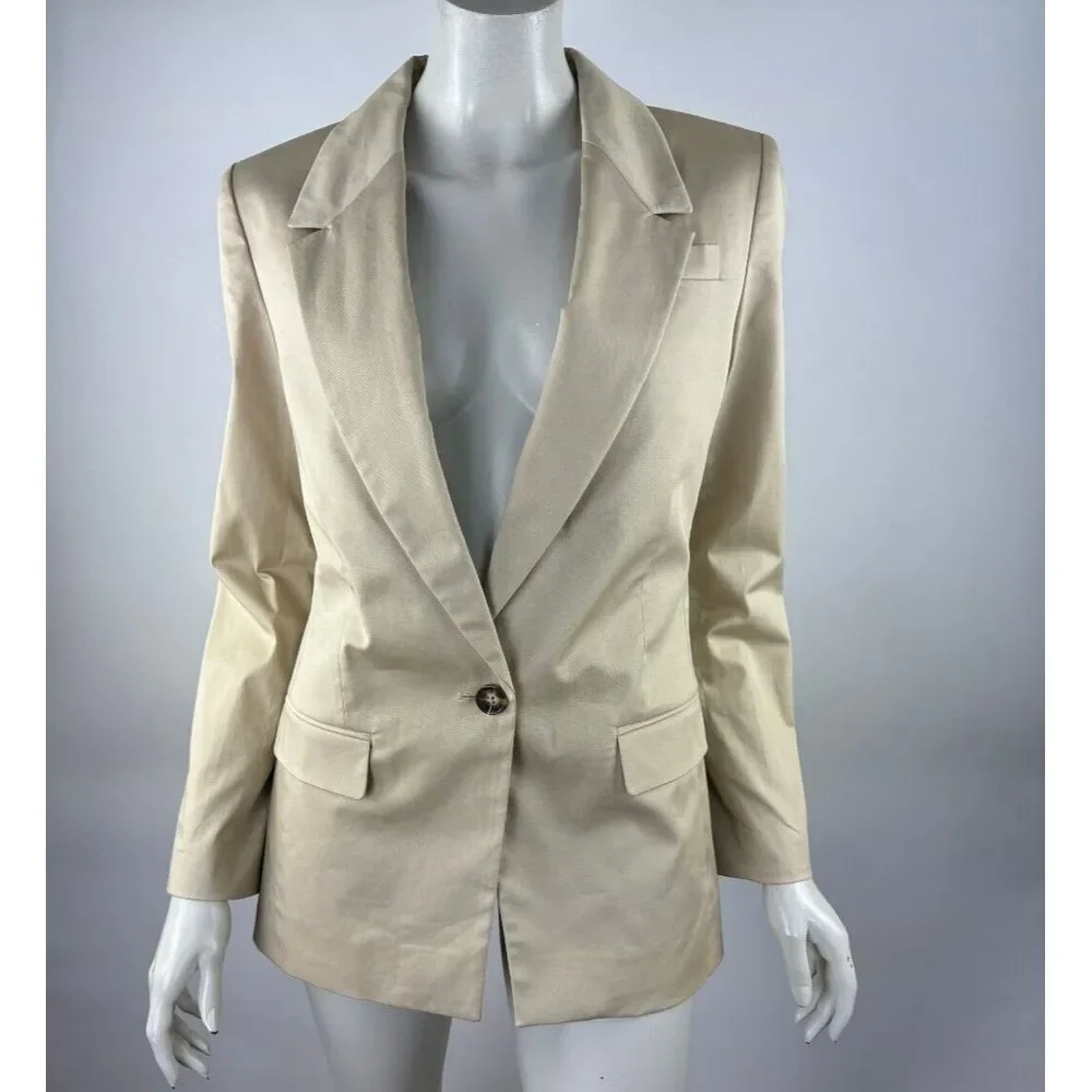 J‎ Crew Willa Blazer Women 6? $198 Stretch Cotton One Button Lined Jacket BG120